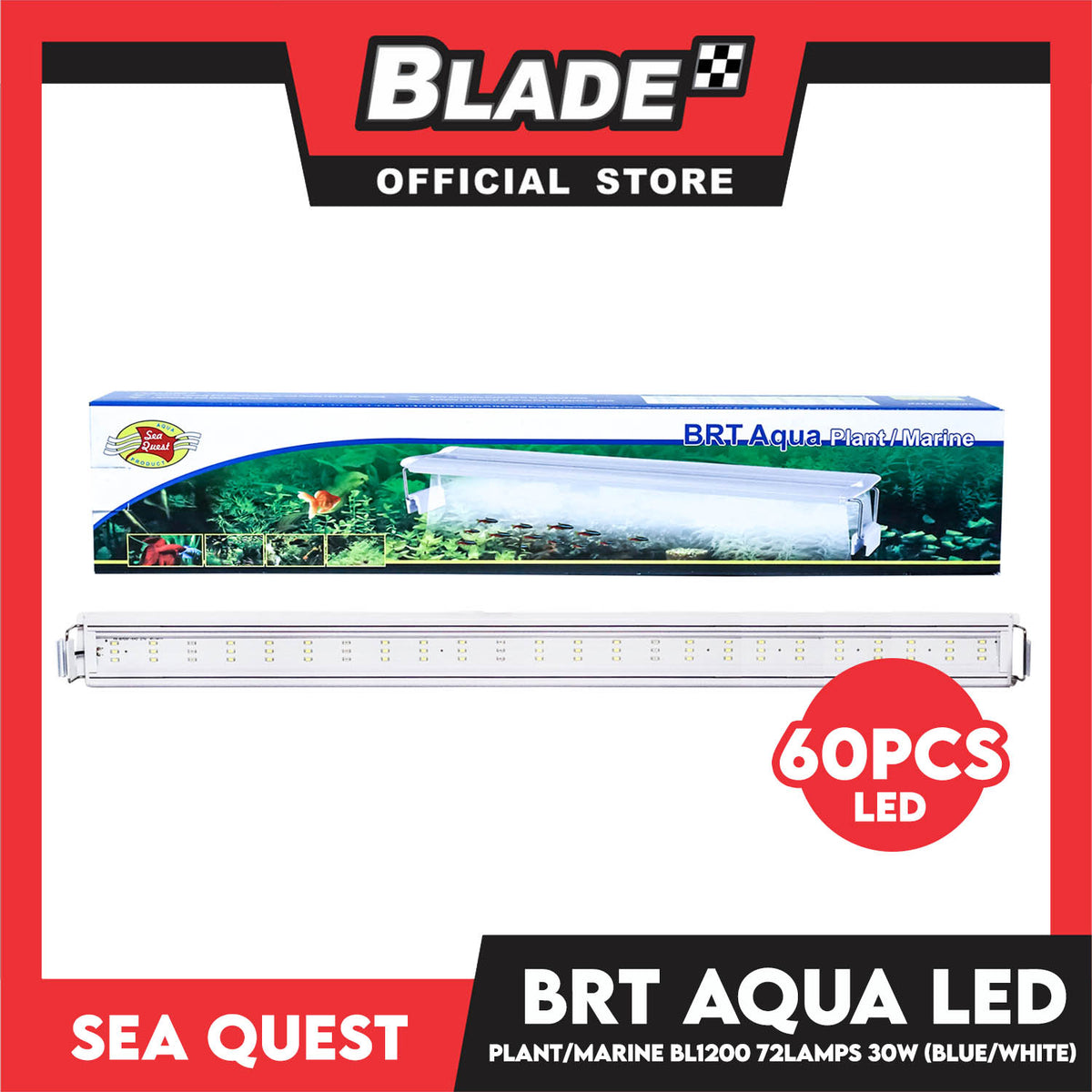 Aqua Sea Quest Product BRT Aqua Plant Marine (Blue/White) BL-1200 115cm Lamp Size, 115-125cm Aquarium Size, Lamp Bead 72, 36W Power (75 Gallon)