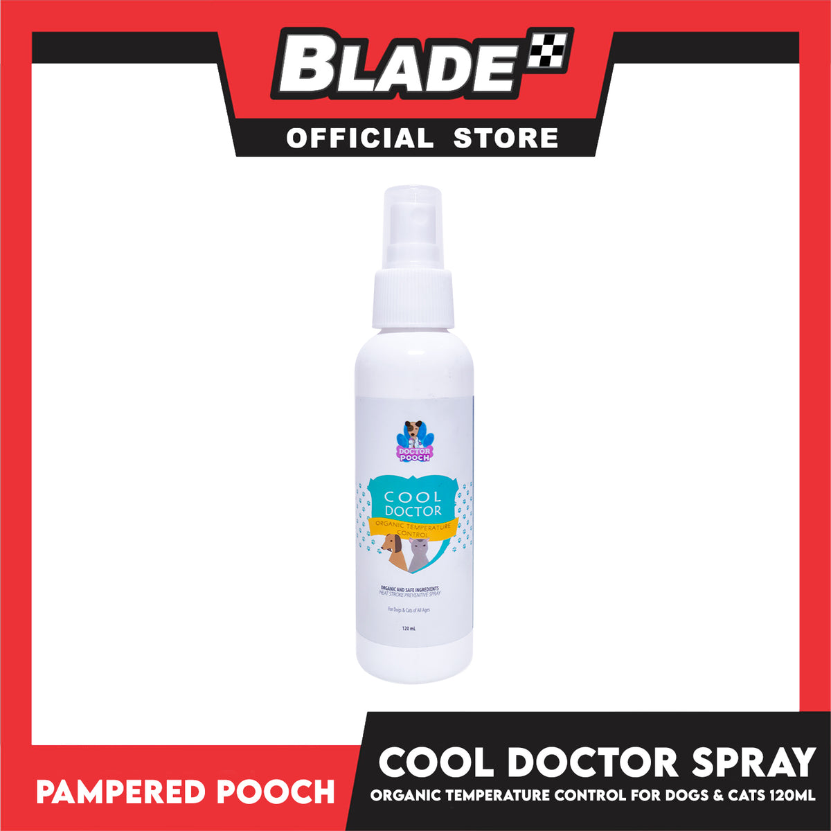Pampered Pooch Cool Doctor, Organic Temperature Control, Heat Stroke Preventive Spray 120ml For Dogs And Cats Of All Ages