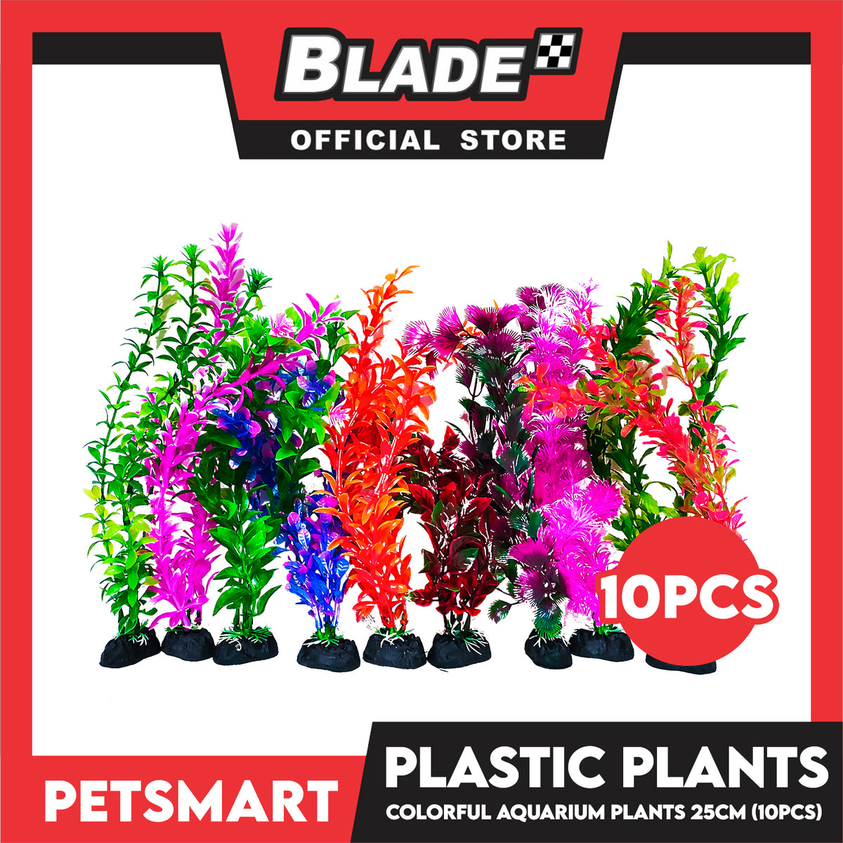 25cm Plastic Plant For Aquarium, Artificial Fish Tank Water Grass Plants Set Of 10pcs (Assorted Designs And Colors) Aquarium Plant Ornament Decoration Accessories