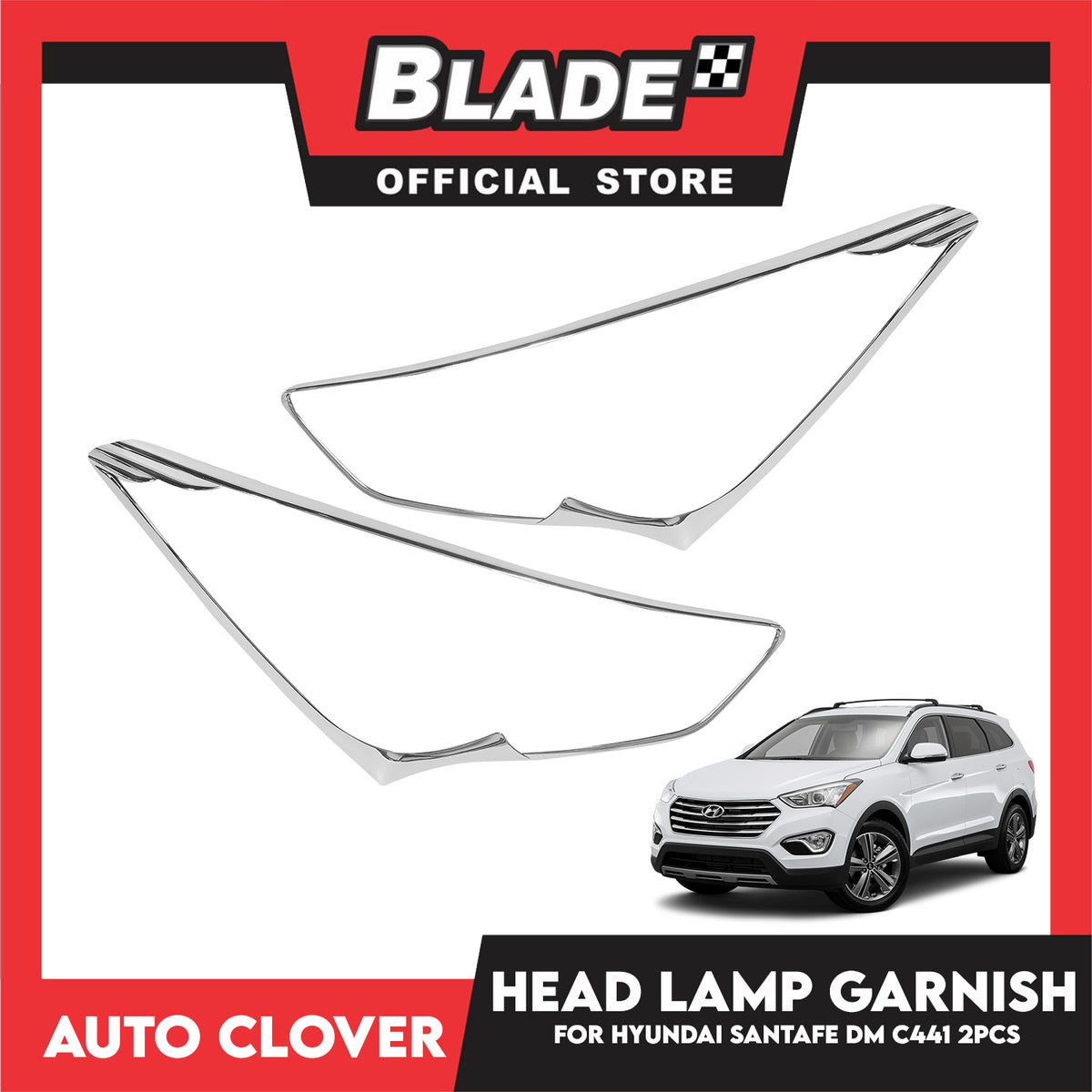 Auto Clover Head Lamp Garnish 2pcs Set C441 For Hyundai Santa Fe DM 2012 - 2013 Car Exterior Accessories