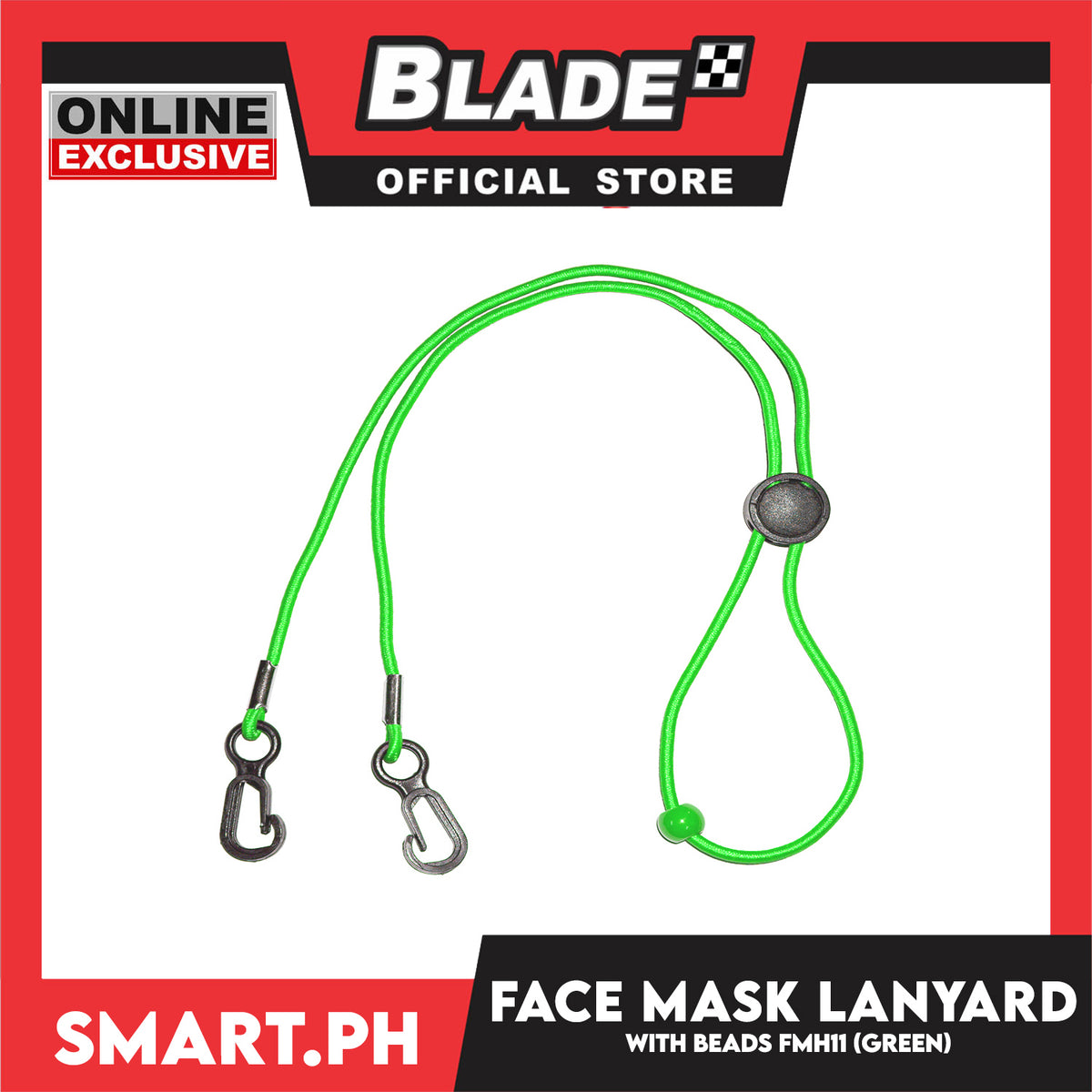 Face Mask Lanyard With Clip And Beads, Adjustable Strap Holder FMH11 (Green) Fashionable Face Necklace Strap for Women And Men