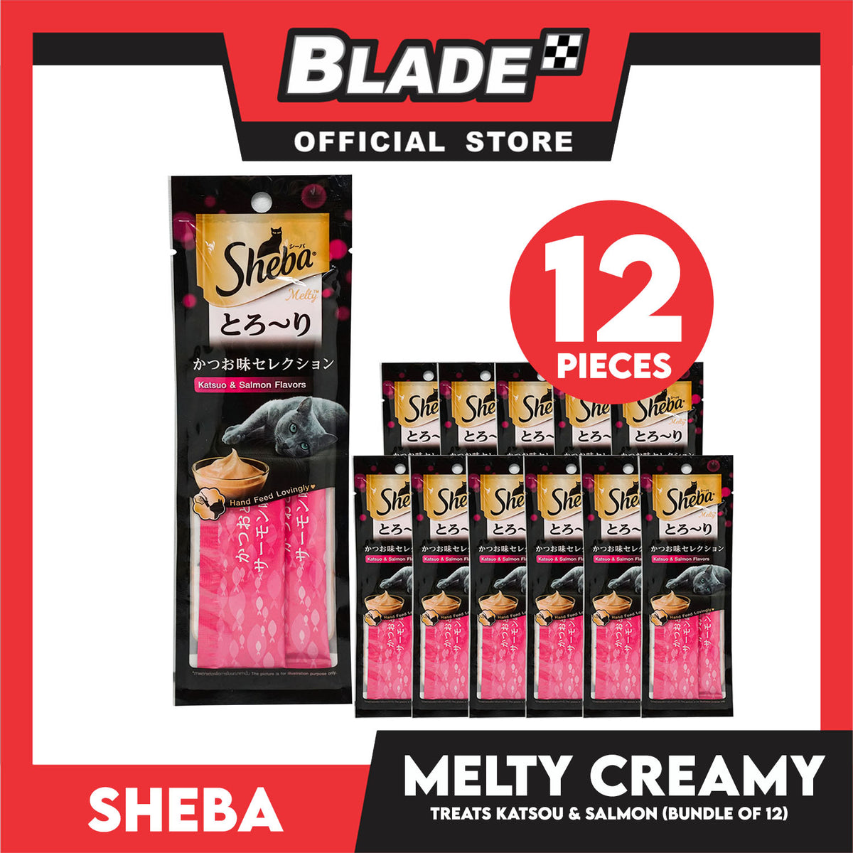 12pcs Sheba Melty Katsou and Salmon Creamy Cat Treat 24g Premium Cat Snack Food