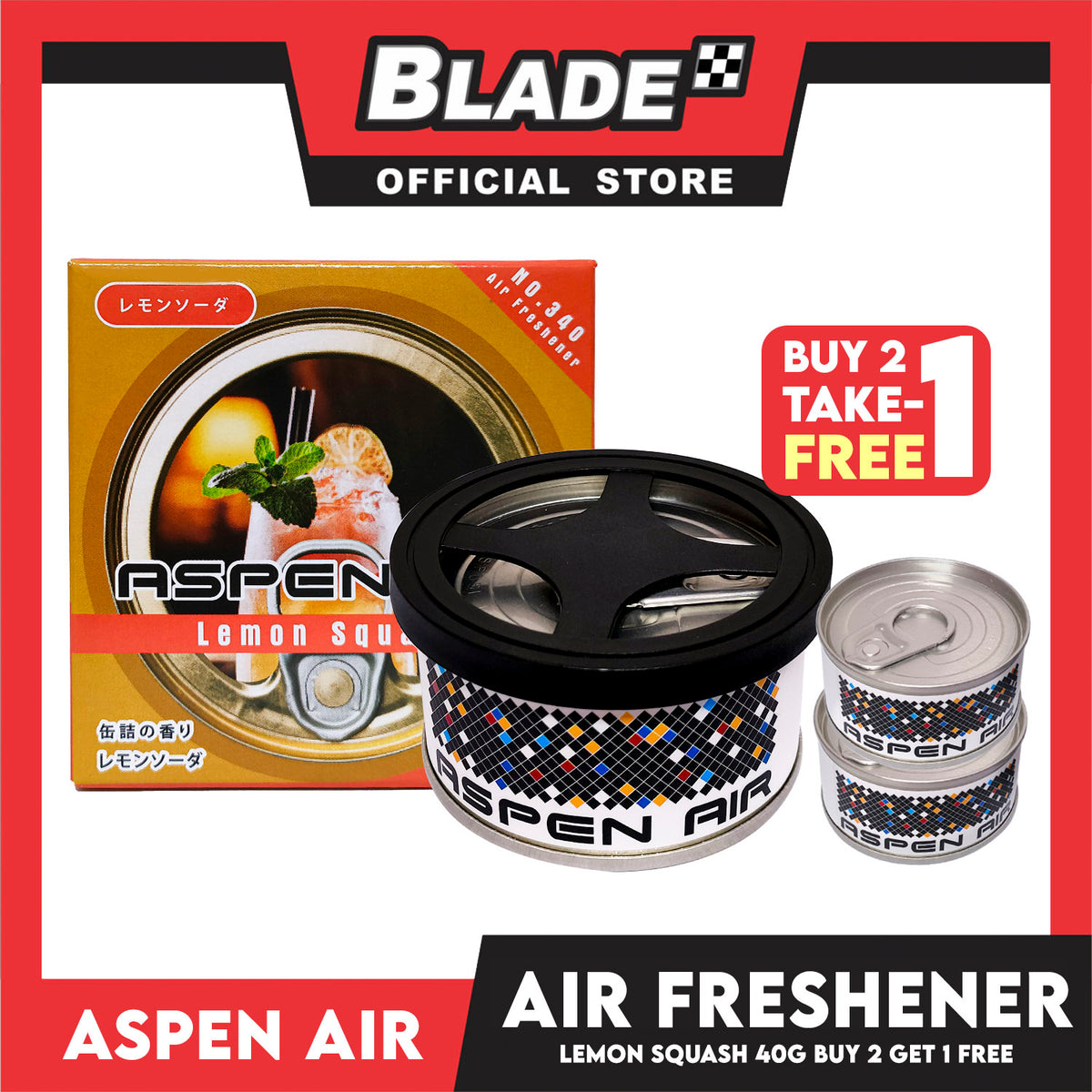 Aspen Air Lemon Squash 40g Car Air Freshener Cartridge No.340-1 Suitable For Your Car And Closet (Buy 2 Get 1 Free)