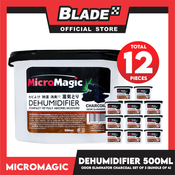 12pcs Micromagic Dehumidifier 500ml (Charcoal) Eliminates Musty Odor, Suitable For Your Car And Closets (Bundle Of 4)