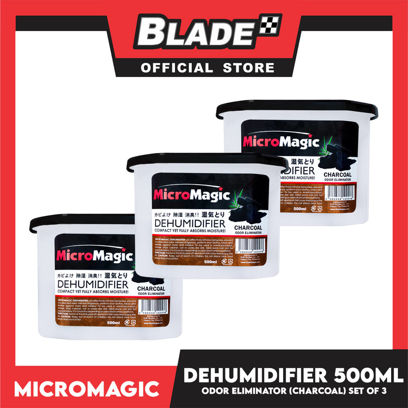 15pcs Micromagic Dehumidifier 500ml (Charcoal) Eliminates Musty Odor, Suitable For Your Car And Closets (Bundle Of 5)