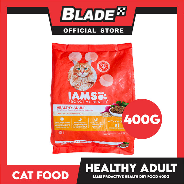 IAMS Pro-Active Health, Healthy Adult Complete And Balanced Nutrition For Adult Cats 400g (Chicken) Premium Cat Nutrition, Cat Food, Cat Dry Food