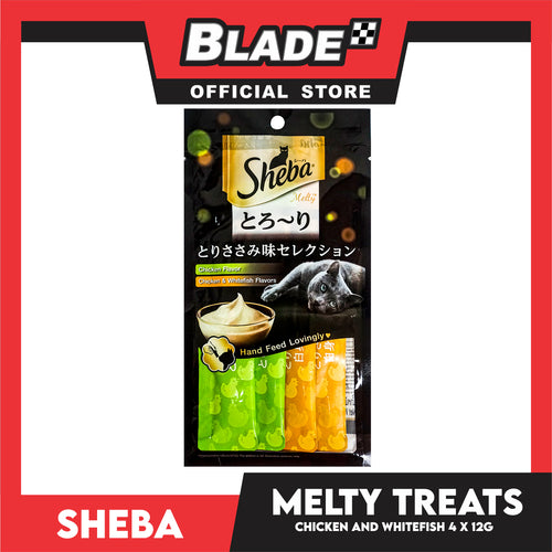 24pcs Sheba Melty Chicken and Chicken White Fish Flavors Hand Feed Lovingly 12g x 96 sachets Cat Treats