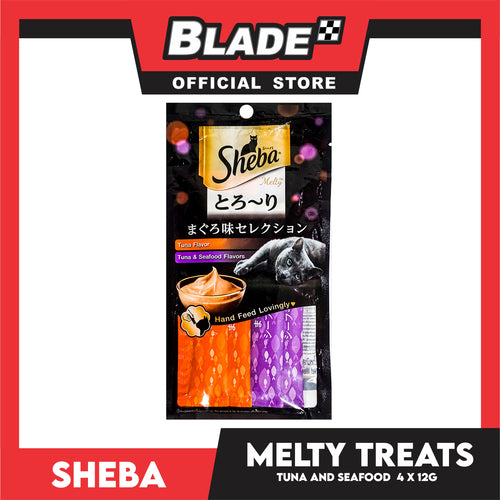 12pcs Sheba Melty Tuna Seafood Flavors Hand Feed Lovingly 12g x 48 sachets Cat Treats