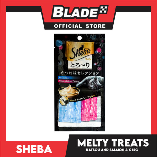 24pcs Sheba Melty Katsuo and Salmon Flavors Hand Feed Lovingly 12g x 96 sachets Cat Treats
