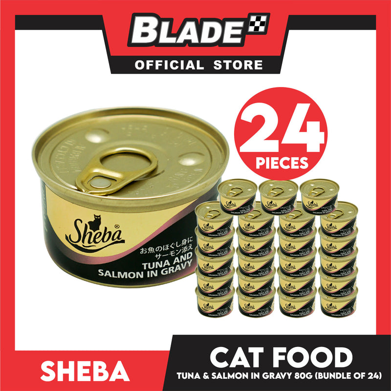 24pcs Sheba Succulent Tuna and Salmon in Gravy 85g Grain-Free Cat Wet Food