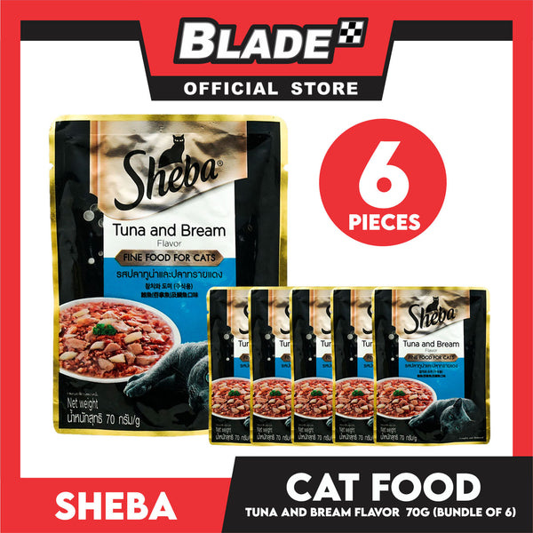6pcs Sheba Tuna and Bream Flavor 70g Fine Food for Cats