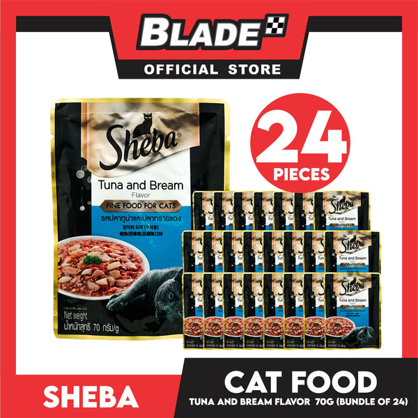 24pcs Sheba Tuna and Bream Flavor 70g Fine Food for Cats
