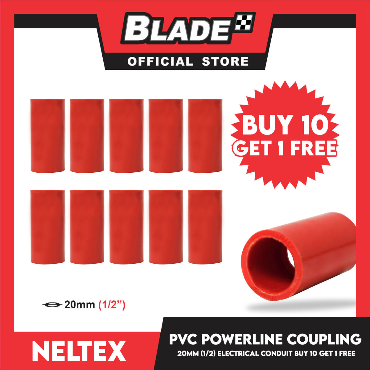 Buy 10 Get 1 Free! Neltex Powerline Electrical Fittings Coupling 20mm (1/2'')