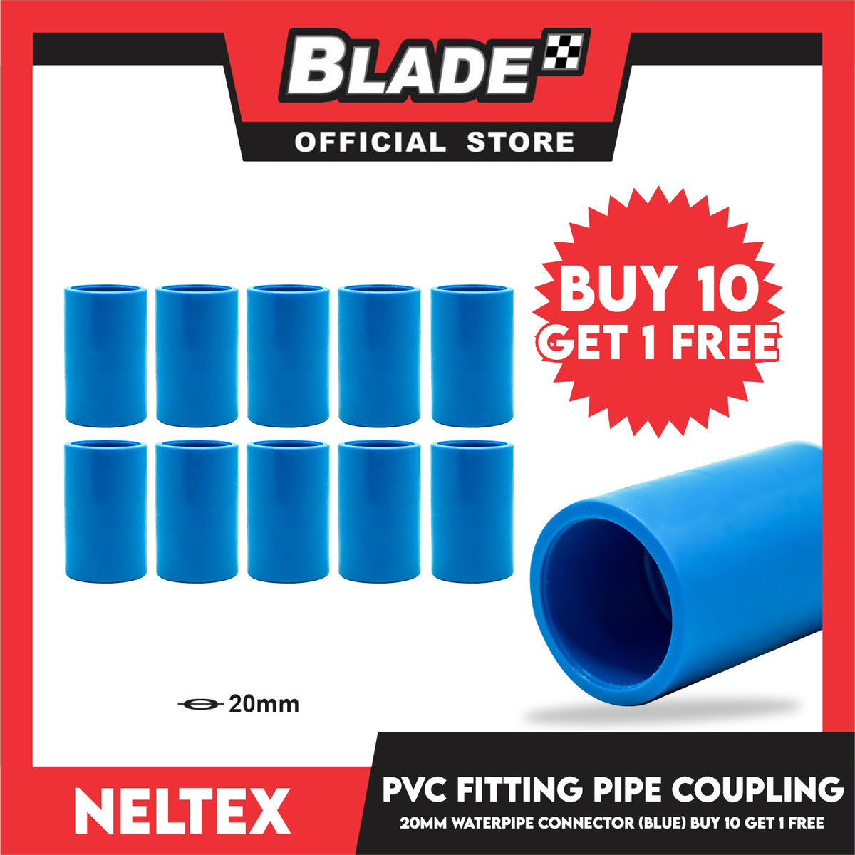 Buy 10 Get 1 Free! Neltex PVC Water Pipe WL Coupling 20mm (1/2inch) Pipe Connector Reducer Adapter