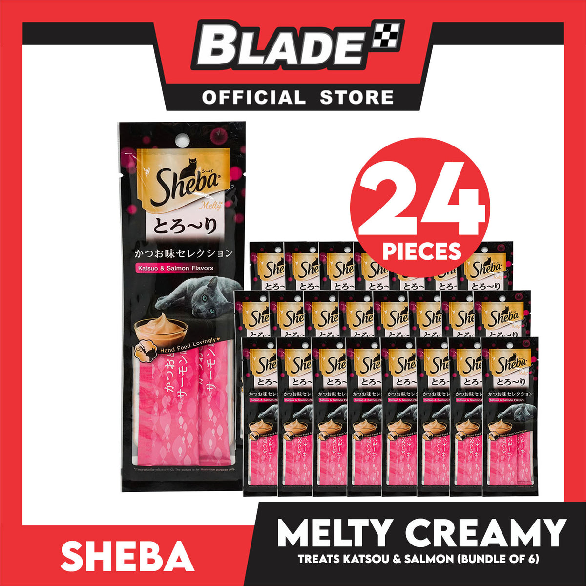 24pcs Sheba Melty Katsou and Salmon Creamy Cat Treat 24g Premium Cat Snack Food
