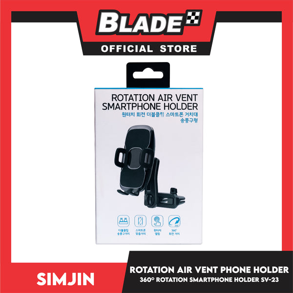 Simjin Rotation Air Vent Smartphone Holder SV-23 (Black) Universal Fit For Any Cars, Car Air Vent Mount Holder