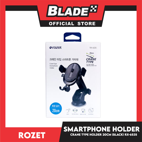 Rozet Crane Type Smartphone Holder RX-6535 (Black) Universal Fit For Any Cars, Car Mobile Phone Holder Stand