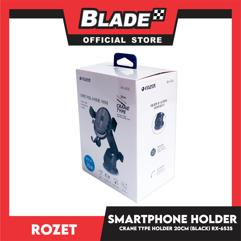 Rozet Crane Type Smartphone Holder RX-6535 (Black) Universal Fit For Any Cars, Car Mobile Phone Holder Stand