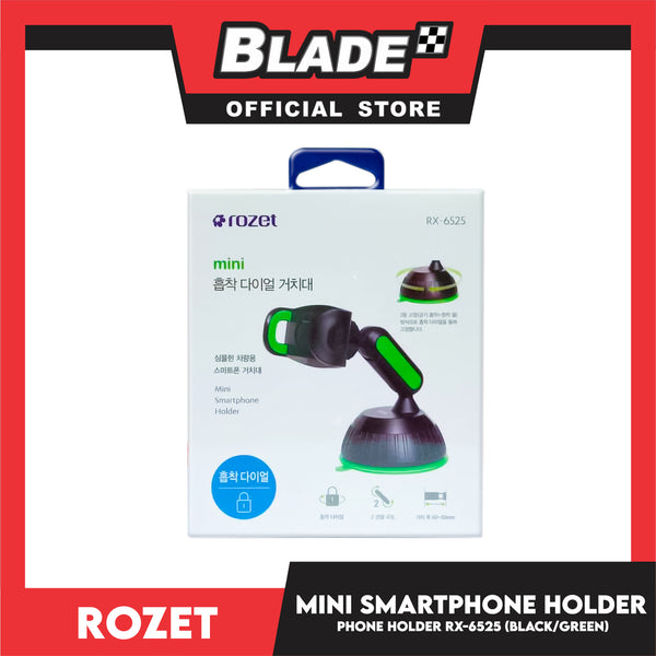 Rozet Mini Smartphone Holder RX-6525 (Black With Green) Universal Fit For Any Cars, Car Mobile Phone Holder Stand