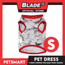 Pet Sando Dog Print Design With Red Piping, Gray Color DG-CTN107S (Small)