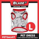 Pet Sando Dog Print Design With Red Piping, Gray Color DG-CTN107L (Large) Perfect Fit For Dogs, Breathable Clothes, Soft Lightweight Pet Clothing