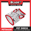 Pet Sando Dog Print Design With Red Piping, Gray Color DG-CTN107L (Large) Perfect Fit For Dogs, Breathable Clothes, Soft Lightweight Pet Clothing