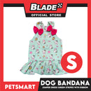 Pet Dress With Character Design, Green Stripes With Pink Ribbon (Small) Perfect Fit For Dogs And Cats, Breathable Dress, Soft Lightweight Pet Clothing
