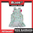 Pet Dress With Character Design, Green Stripes With Pink Ribbon (Medium)
