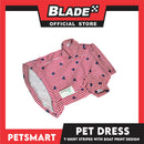 Pet T-Shirt Stripes With Boat Print Design, Red Color DG-CTN108S (Small)