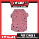 Pet T-Shirt Stripes With Boat Print Design, Red Color DG-CTN108S (Small)