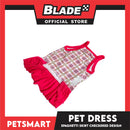 Pet Dress Spaghetti Skirt Checkered Design, Pink Color DG-CTN109L (Large)