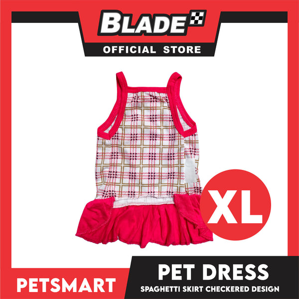 Pet Dress Spaghetti Skirt Checkered Design, Pink Color DG-CTN109XL (XL) Perfect Fit For Dogs And Cats, Breathable Clothes, Soft Lightweight Pet Clothing