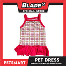 Pet Dress Spaghetti Skirt Checkered Design, Pink Color DG-CTN109XL (XL) Perfect Fit For Dogs And Cats, Breathable Clothes, Soft Lightweight Pet Clothing