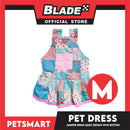 Pet Jumper Dress Quilt Design With Buttons, Blue With Pink Colors DG-CTN110M (Medium) Perfect Fit For Dogs And Cats, Breathable Clothes, Soft Lightweight Pet Clothing