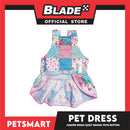 Pet Jumper Dress Quilt Design With Buttons, Blue With Pink Colors DG-CTN110M (Medium) Perfect Fit For Dogs And Cats, Breathable Clothes, Soft Lightweight Pet Clothing