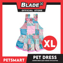 Pet Jumper Dress Quilt Design With Buttons, Blue With Pink Colors DG-CTN110XL (XL) Perfect Fit For Dogs And Cats, Breathable Clothes, Soft Lightweight Pet Clothing