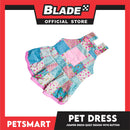 Pet Jumper Dress Quilt Design With Buttons, Blue With Pink Colors DG-CTN110XL (XL) Perfect Fit For Dogs And Cats, Breathable Clothes, Soft Lightweight Pet Clothing