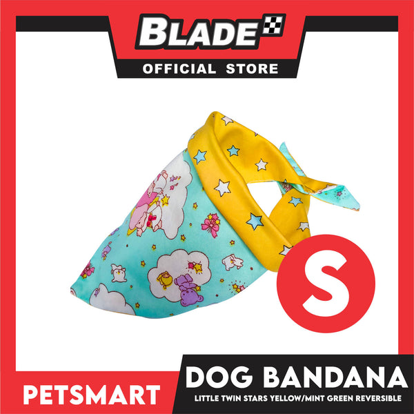 Pet Bandana Collar Scarf Reversible, Little Twin Stars Designs, Yellow Color DB-CTN22S (Small) Perfect Fit For Dogs And Cats, Breathable, Soft Lightweight Pet Bandana