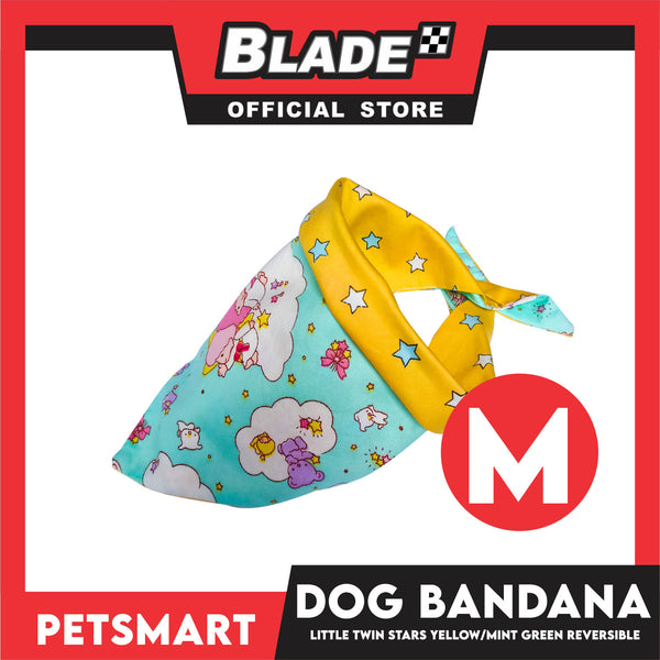 Pet Bandana Collar Scarf Reversible, Little Twin Stars Designs, Yellow Color DB-CTN22M (Medium) Perfect Fit For Dogs And Cats, Breathable, Soft Lightweight Pet Bandana