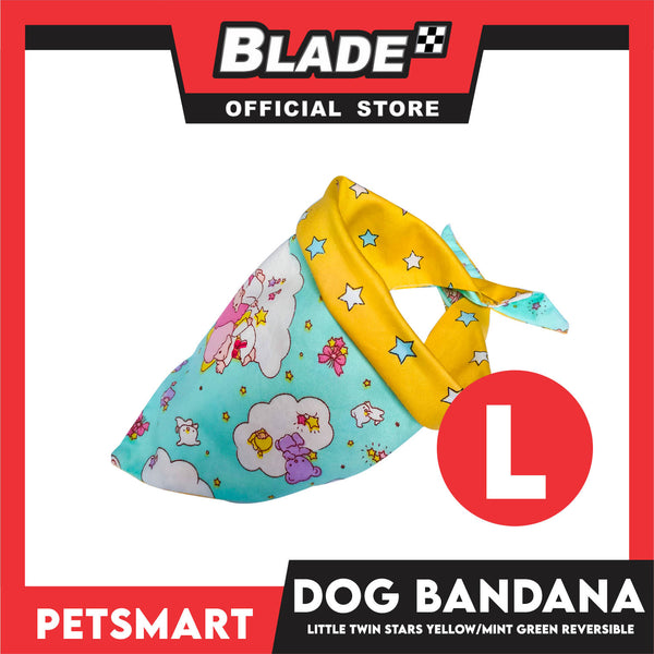 Pet Bandana Collar Scarf Reversible, Little Twin Stars Designs, Yellow Color DB-CTN22L (Large) Perfect Fit For Dogs And Cats, Breathable, Soft Lightweight Pet Bandana