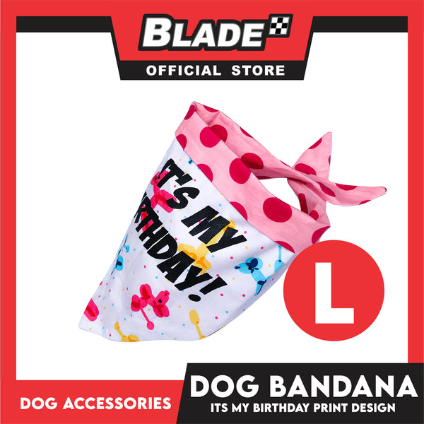 Pet Bandana Collar Scarf Reversible Its's My Birthday! Designs DB-CTN28L (Large) Perfect Fit For Dogs And Cats, Breathable, Soft Lightweight Pet Bandana