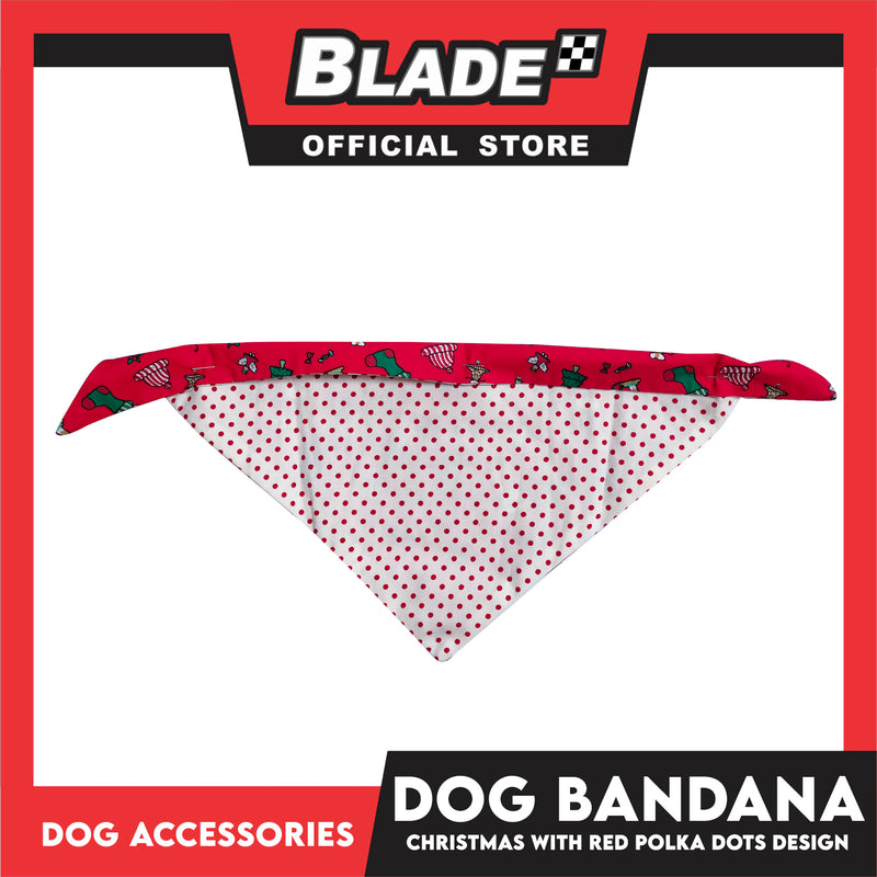 Pet Bandana Collar Scarf Reversible Christmas And Polka Dots Designs, Red And White Colors DB-CTN24M (Medium) Perfect Fit For Dogs And Cats, Breathable, Soft Lightweight Pet Bandana