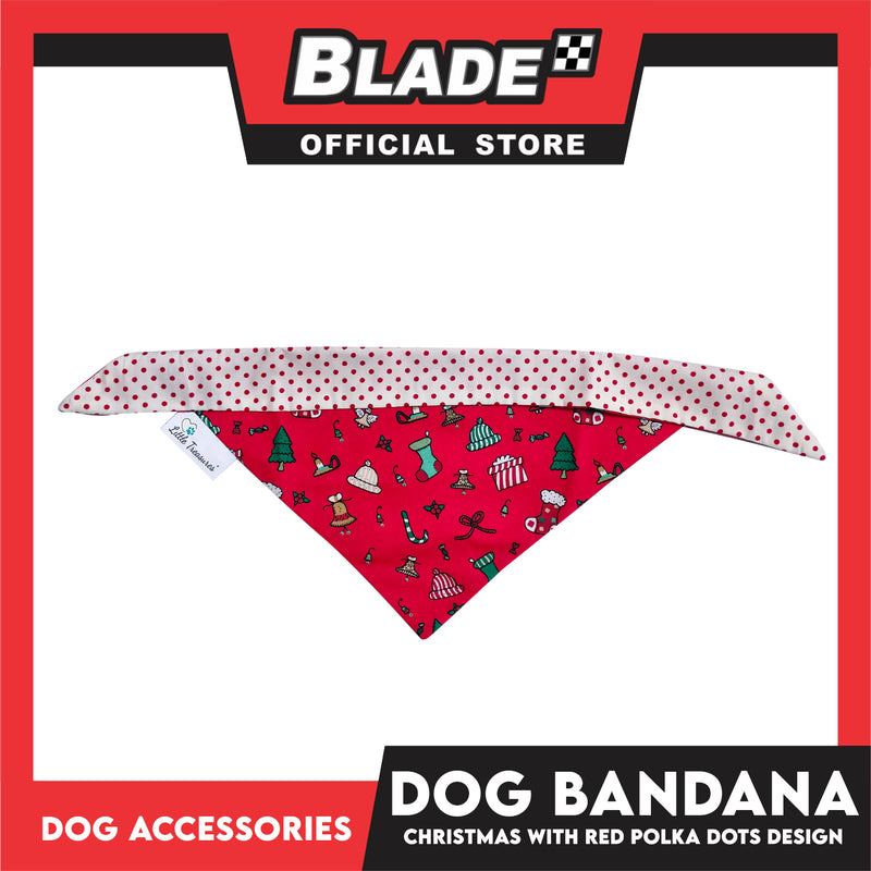 Pet Bandana Collar Scarf Reversible Christmas And Polka Dots Designs, Red And White Colors DB-CTN24M (Medium) Perfect Fit For Dogs And Cats, Breathable, Soft Lightweight Pet Bandana