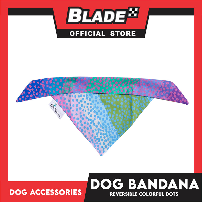Pet Bandana Collar Scarf Reversible Colorful With Dots Designs DB-CTN25M (Medium) Perfect Fit For Dogs And Cats, Breathable, Soft Lightweight Pet Bandana