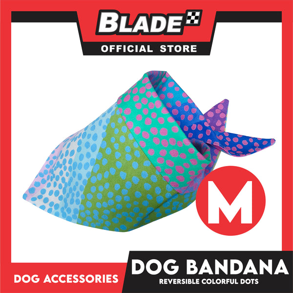 Pet Bandana Collar Scarf Reversible Colorful With Dots Designs DB-CTN25M (Medium) Perfect Fit For Dogs And Cats, Breathable, Soft Lightweight Pet Bandana