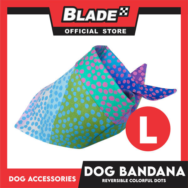 Pet Bandana Collar Scarf Reversible Colorful With Dots Designs DB-CTN25L (Large) Perfect Fit For Dogs And Cats, Breathable, Soft Lightweight Pet Bandana