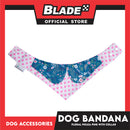 Pet Bandana Collar Scarf Reversible Pink Polka Dots With Blue Floral Designs DB-CTN26L (Large) Perfect Fit For Dogs And Cats, Breathable, Soft Lightweight Pet Bandana