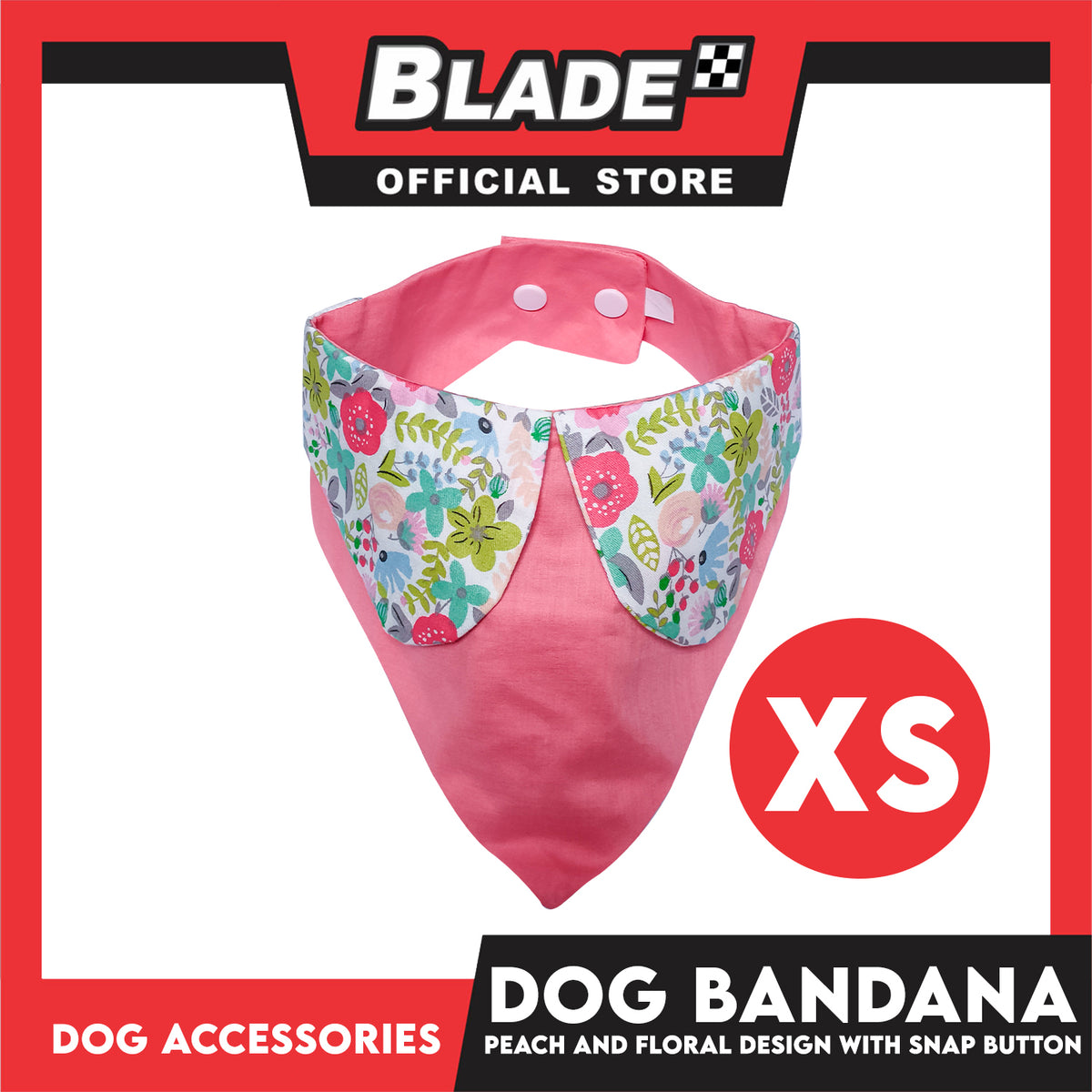 Pet Bandana Collar Scarf Reversible Tangerine With Pink Floral Collar Designs DB-CTN27XS (XS) Perfect Fit For Dogs And Cats, Breathable, Soft Lightweight Pet Bandana
