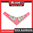 Pet Bandana Collar Scarf Reversible Tangerine With Pink Floral Collar Designs DB-CTN27XS (XS) Perfect Fit For Dogs And Cats, Breathable, Soft Lightweight Pet Bandana