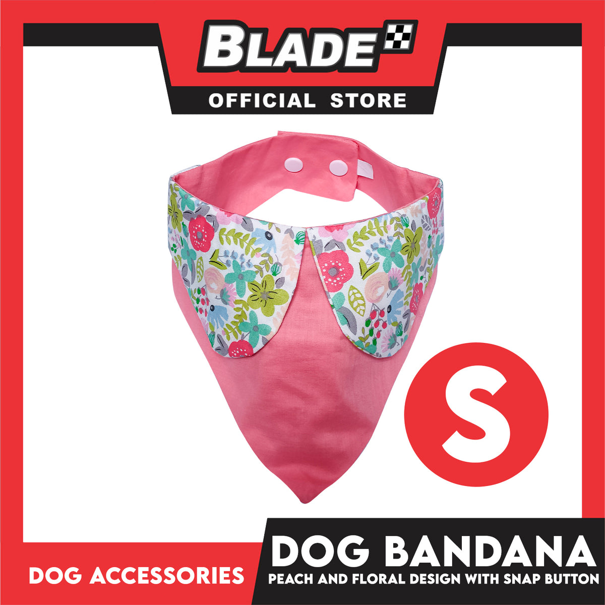 Pet Bandana Collar Scarf Reversible Tangerine With Pink Floral Collar Designs DB-CTN27S (Small) Perfect Fit For Dogs And Cats, Breathable, Soft Lightweight Pet Bandana